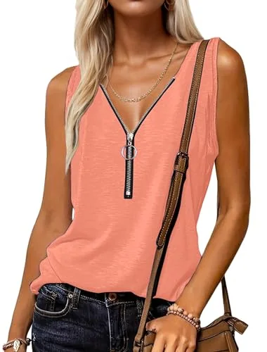 Sleeveless Tank Top, Coral