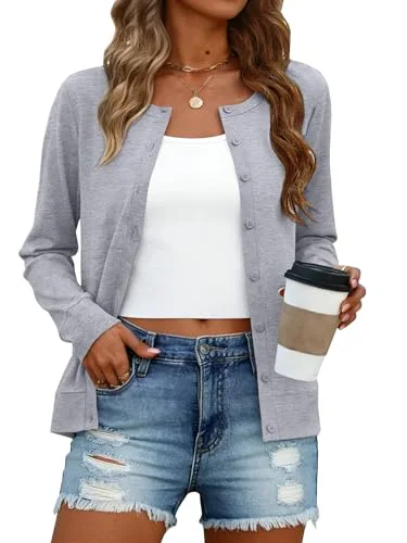 Crew Neck Cropped Cardigan II, Grey