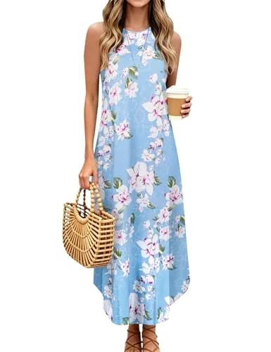 Halter Dress, Floral Light Blue