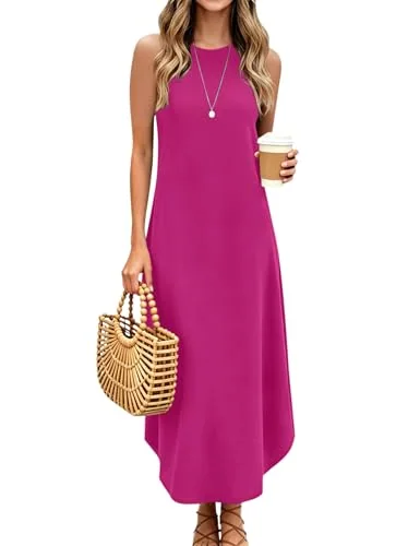 Halter Maxi Dress, Hot Pink