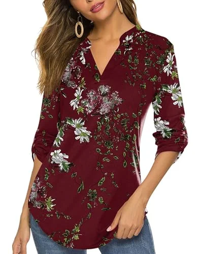 3/4-Sleeve Top II, Wine Red