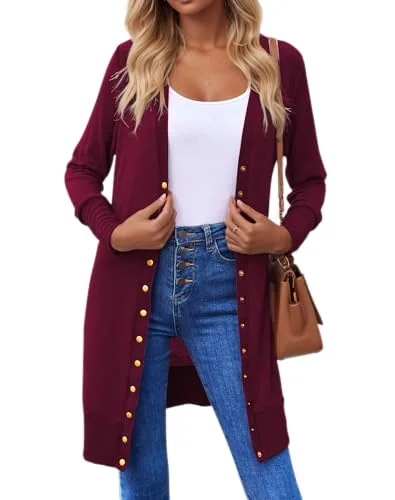 Long-Sleeve Cardigan III, Wine Red