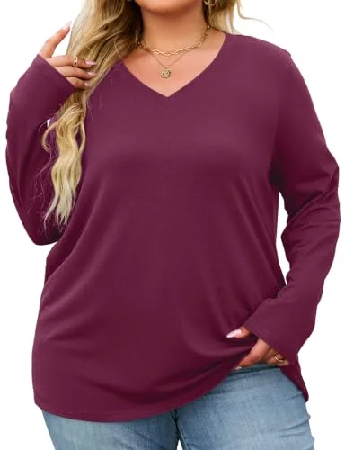 Long-Sleeve Tee, Purple Red