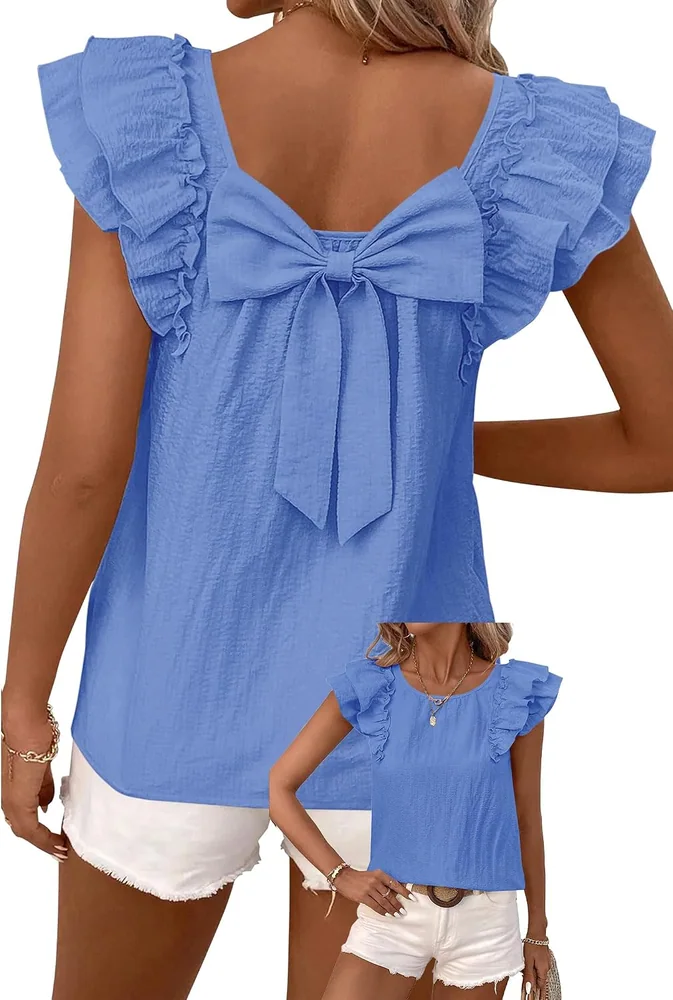 Crew Neck Blouse, Blue