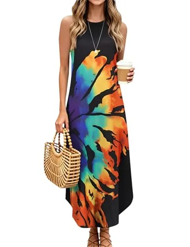 Halter Maxi Dress, Black Rainbow
