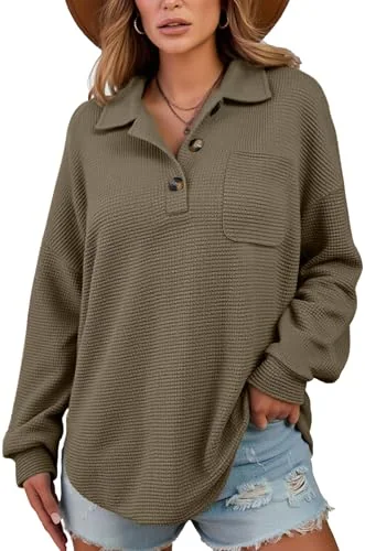 Long-Sleeve Collar Tunic Top, Dark Olive