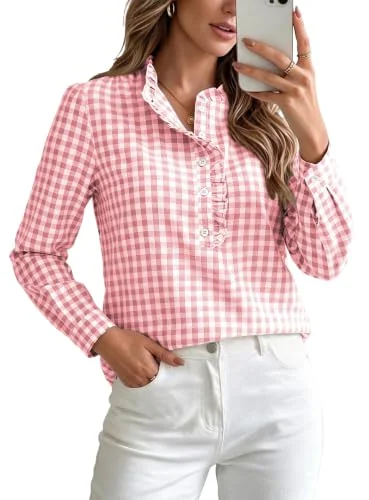 Top V, Plaid Pink