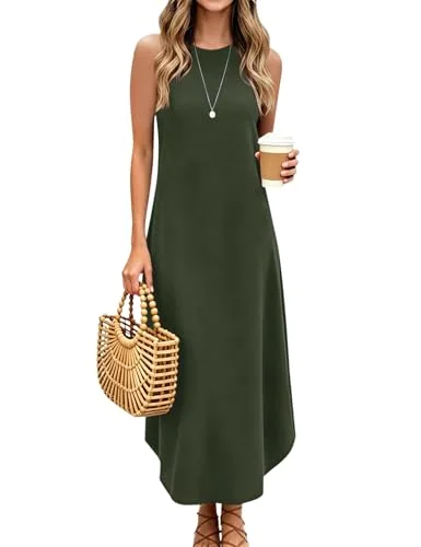 Sleeveless Halter Maxi Dress II, Army Green