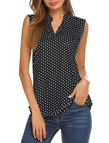 Sleeveless Henley Tunic Top II, Black