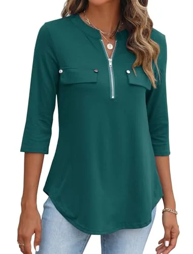 3/4-Sleeve Top, Green