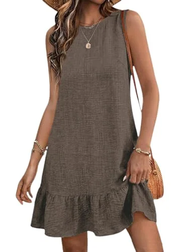 Crew Neck Dress, Coffee