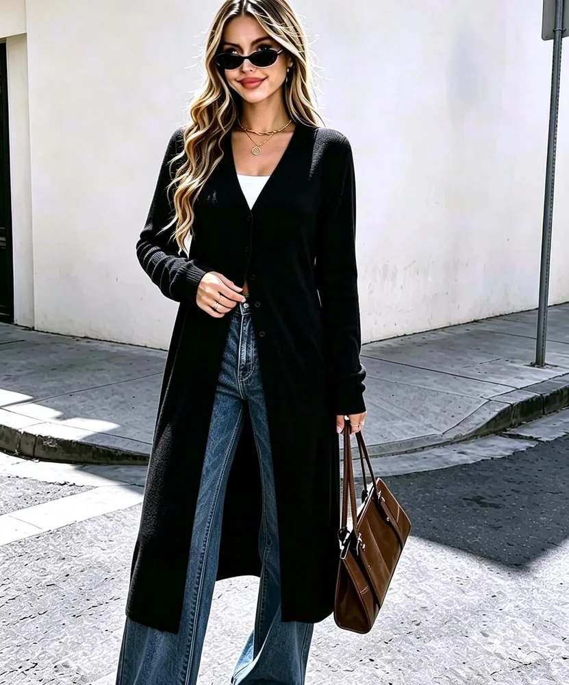 Duster Cardigan, Black