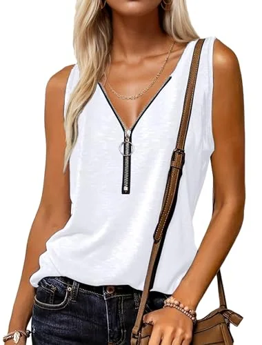 Sleeveless Tank Top, White