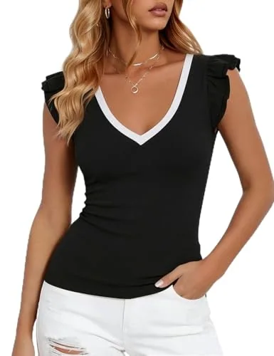 Sleeveless Blouse, Black White