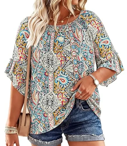 3/4-Sleeve Crew Neck Top II, Old Nation Print