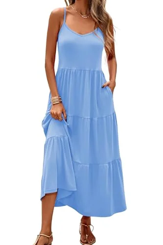 Sleeveless Maxi Dress, Light Blue