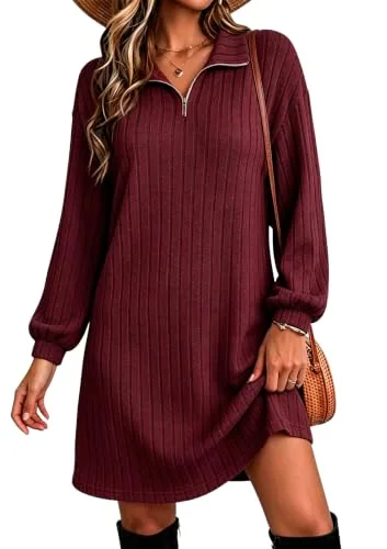 Long-Sleeve Sweater, Wine Red