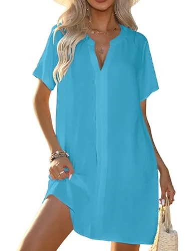 V-Neck Cover-Up Dress II, Peacock Blue