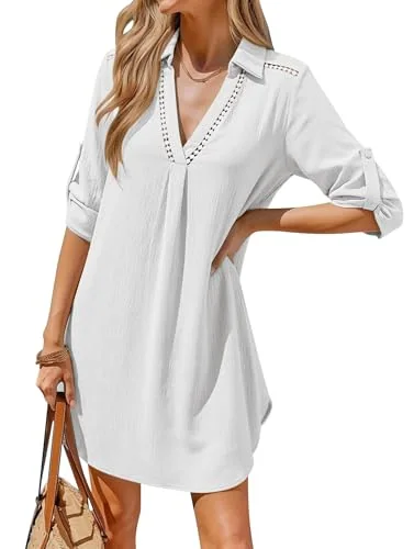 Collar Cover-Up Dress, White