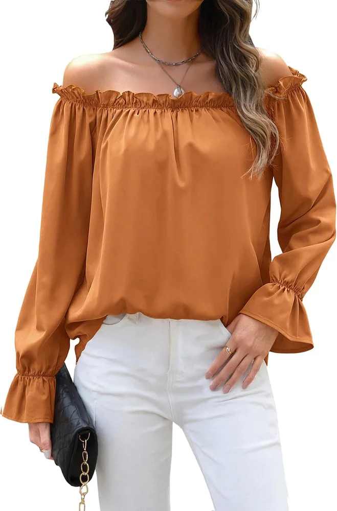 Off-the-Shoulder Top, Burnt Orange