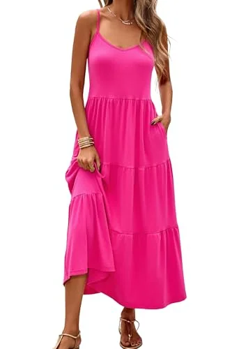 Sleeveless Maxi Dress II, Hot Pink