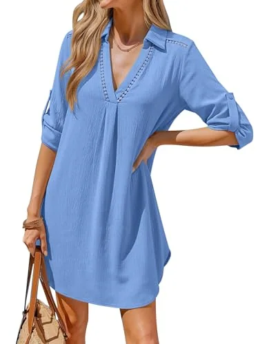Collar Swim Cover-Up, Water Blue