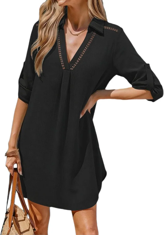 Collar Cover-Up Dress, Black