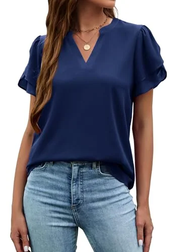 Short-Sleeve Top, Navy Blue