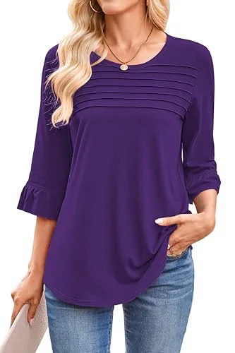 3/4-Sleeve Tunic Top II, Purple