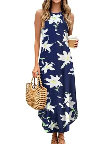 Halter Maxi Dress, Floral Navy