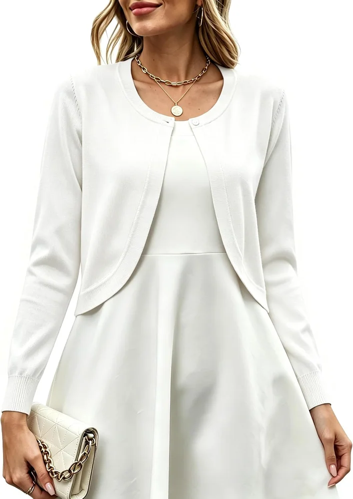 Long-Sleeve Shrug II, White