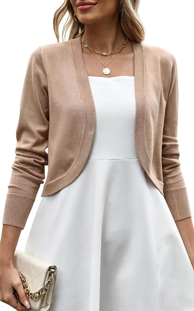 Cropped Cardigan, Camel