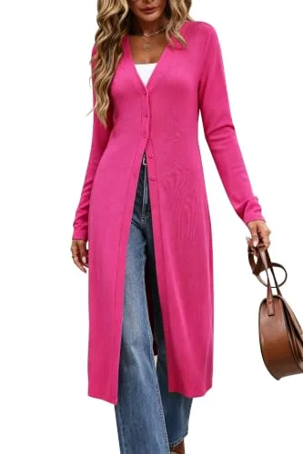 Duster Cardigan, Hot Pink