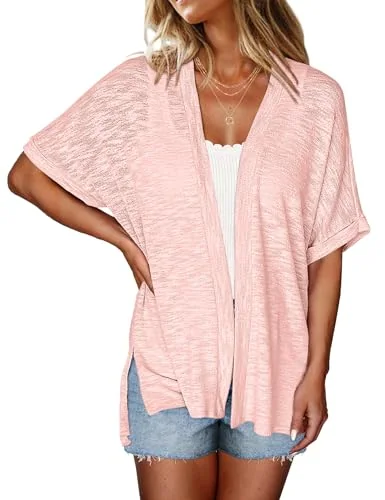 Short-Sleeve Cardigan, Light Pink
