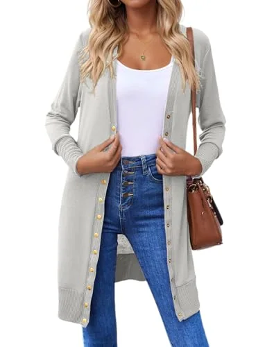 Long-Sleeve Cardigan III, Light Grey