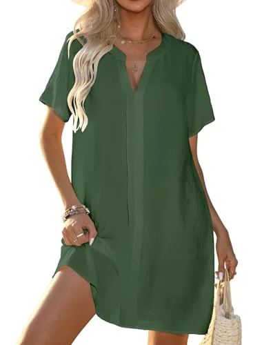 V-Neck Cover-Up Dress II, Army Green