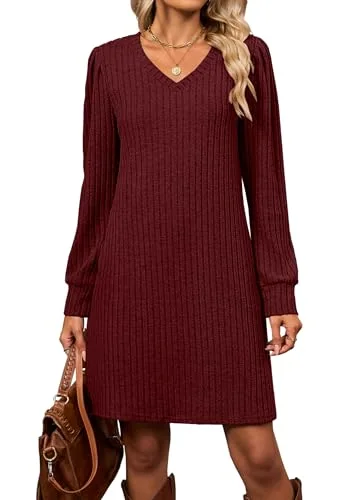 Long-Sleeve Dress III, Burgundy