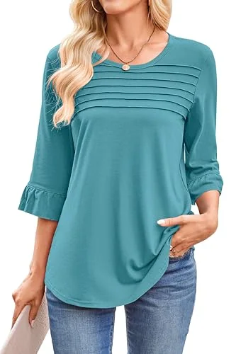 3/4-Sleeve Dress, Turquoise