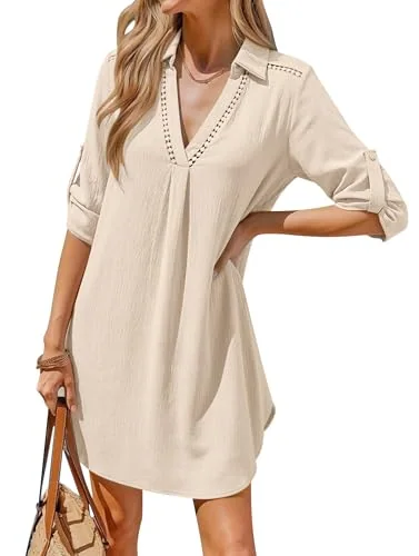 Collar Cover-Up Dress, Apricot