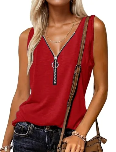 Sleeveless Tank Top, Red