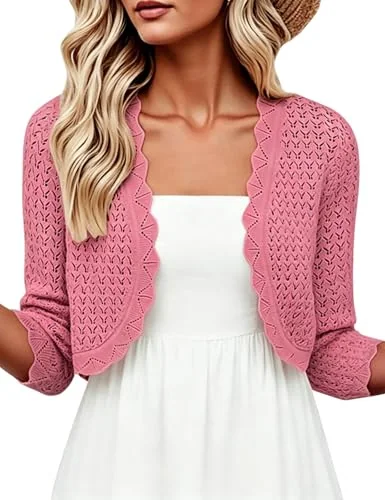 3/4-Sleeve Shrug, Pink