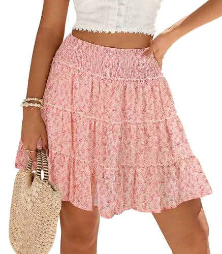 Mini Skirt V, Light Pink Floral