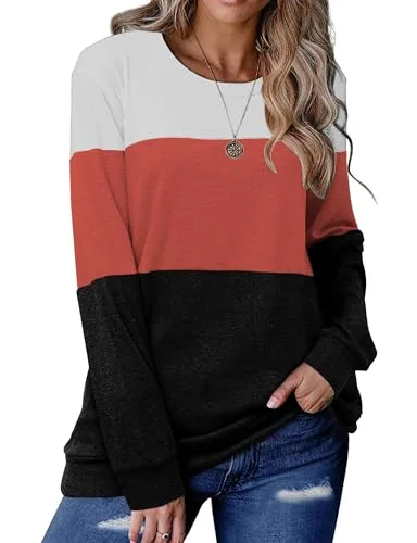 Long-Sleeve Top VII, White Burnt Orange