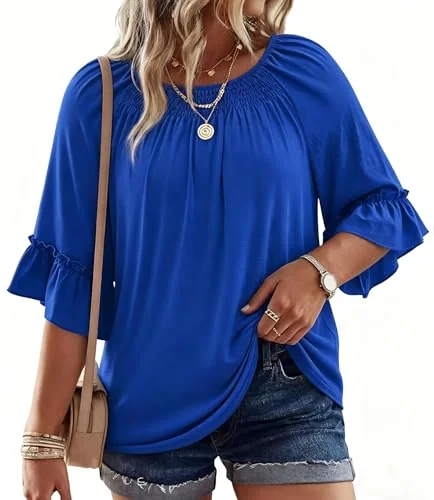 Round Neck Top, Royal Blue