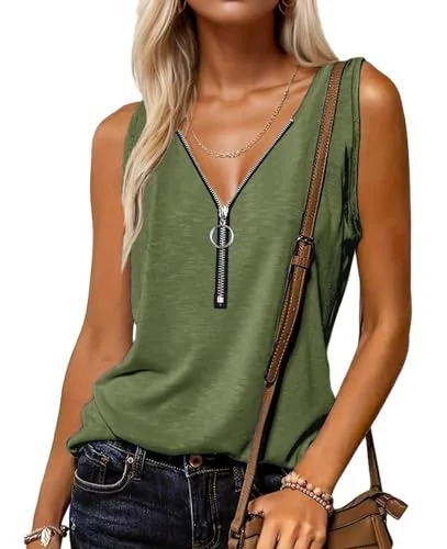 Sleeveless Tank Top, Army Green