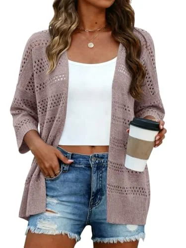 3/4-Sleeve Sweater, Khaki