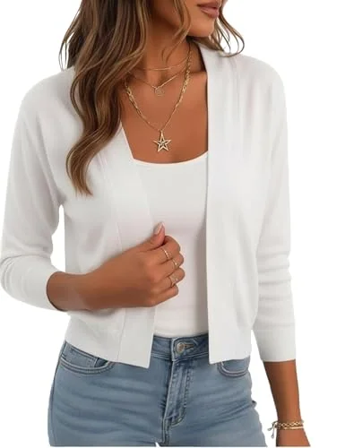 Cropped Cardigan V, White