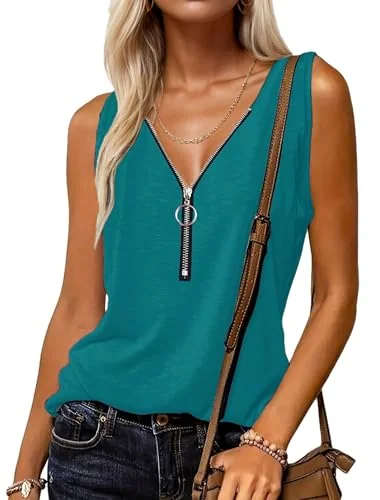 Sleeveless Tank Top IV, Teal Blue