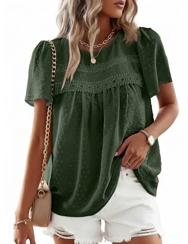 Short-Sleeve Crew Neck Blouse II, Green