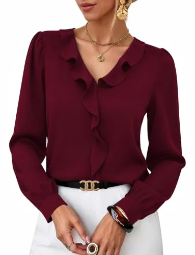 Long-Sleeve Top IV, Wine Red